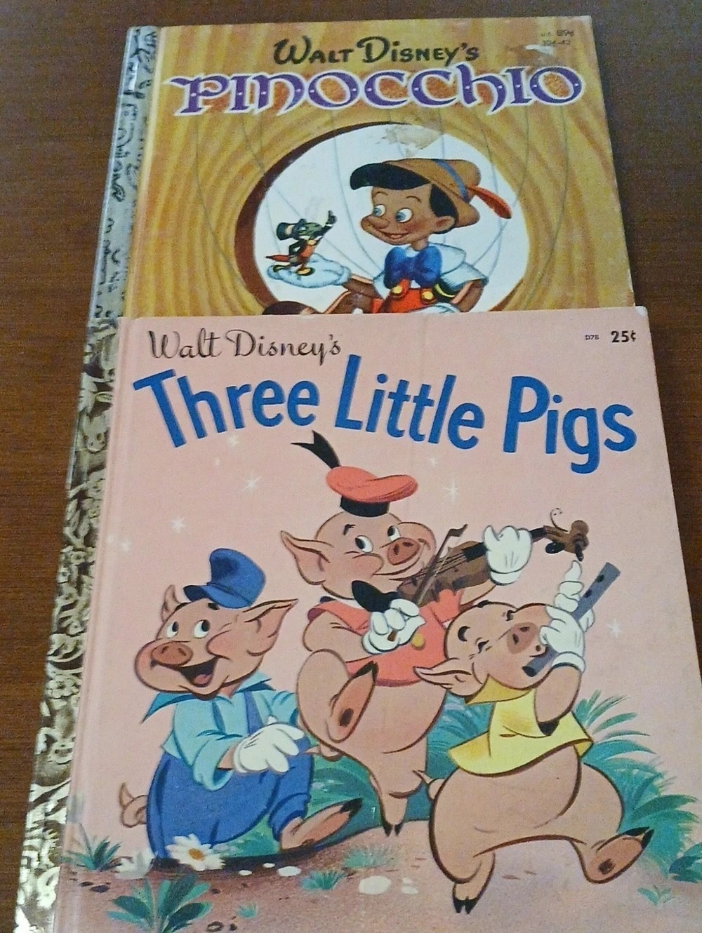 Walt Disney Little Golden Books: Pinocchio and The Three Little Pigs Vintage